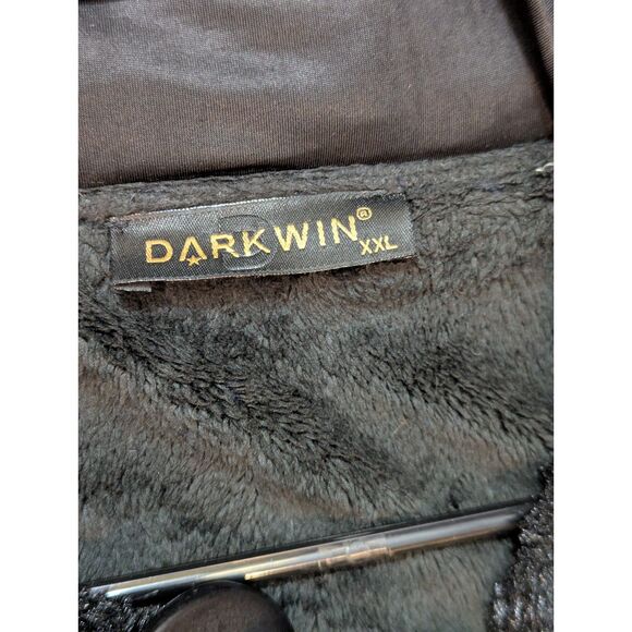 Darkwin Black Goth Coat Faux Fur Trim Ruffle Hem Zip Women’s XXL 1X/2X - Picture 3 of 8